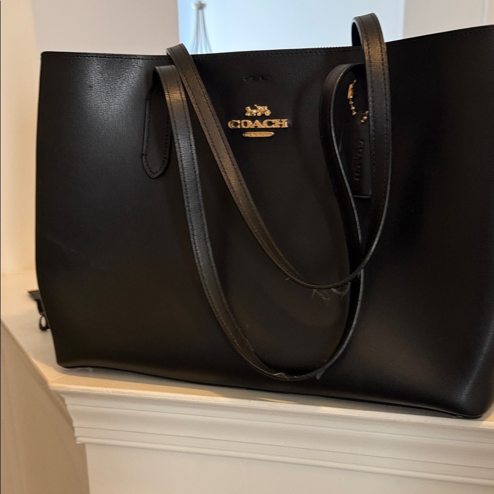 Coach Black Leather Tote Bag